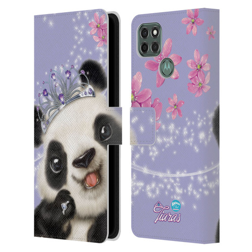 Animal Club International Royal Faces Panda Leather Book Wallet Case Cover For Motorola Moto G9 Power