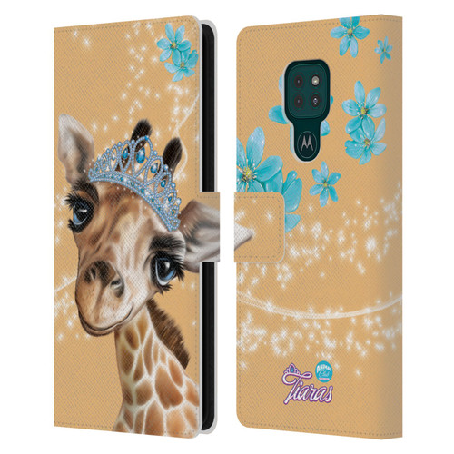 Animal Club International Royal Faces Giraffe Leather Book Wallet Case Cover For Motorola Moto G9 Play