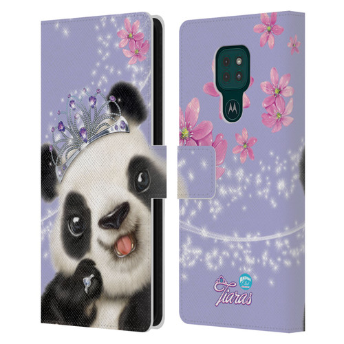 Animal Club International Royal Faces Panda Leather Book Wallet Case Cover For Motorola Moto G9 Play