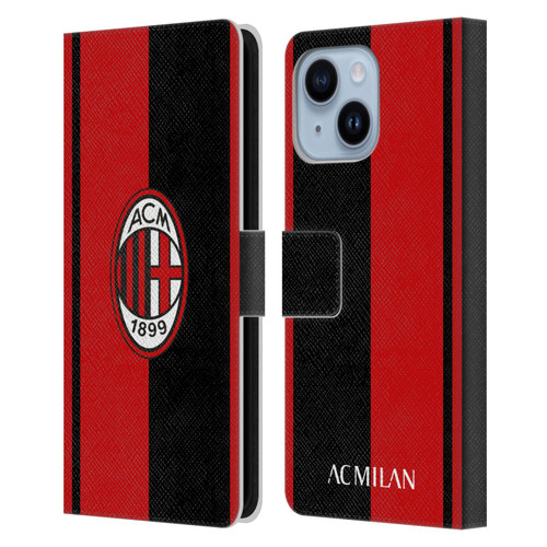 AC Milan Crest Red And Black Leather Book Wallet Case Cover For Apple iPhone 14 Plus