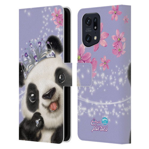 Animal Club International Royal Faces Panda Leather Book Wallet Case Cover For OPPO Find X5