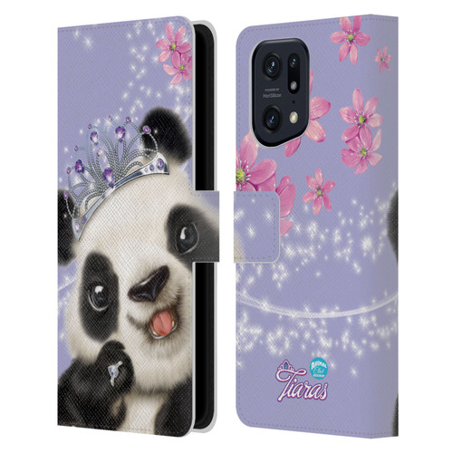 Animal Club International Royal Faces Panda Leather Book Wallet Case Cover For OPPO Find X5 Pro