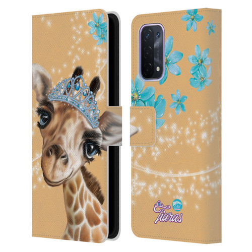 Animal Club International Royal Faces Giraffe Leather Book Wallet Case Cover For OPPO A54 5G