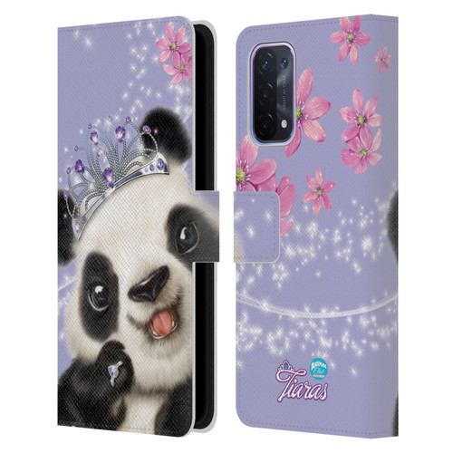 Animal Club International Royal Faces Panda Leather Book Wallet Case Cover For OPPO A54 5G