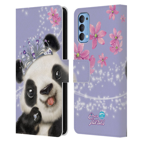 Animal Club International Royal Faces Panda Leather Book Wallet Case Cover For OPPO Reno 4 5G