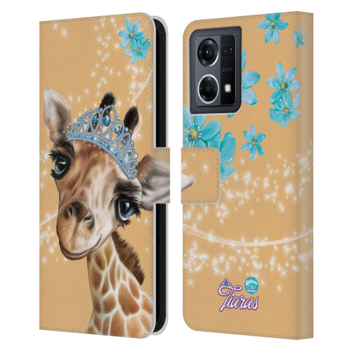 Animal Club International Royal Faces Giraffe Leather Book Wallet Case Cover For OPPO Reno8 4G