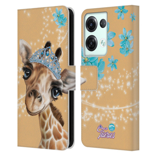 Animal Club International Royal Faces Giraffe Leather Book Wallet Case Cover For OPPO Reno8 Pro