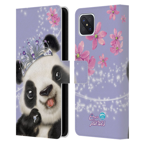 Animal Club International Royal Faces Panda Leather Book Wallet Case Cover For OPPO Reno4 Z 5G