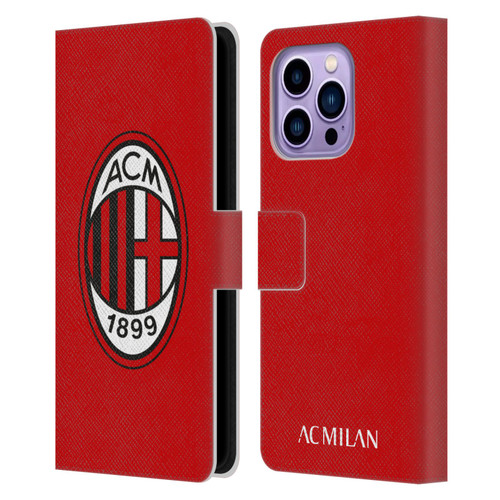 AC Milan Crest Full Colour Red Leather Book Wallet Case Cover For Apple iPhone 14 Pro Max