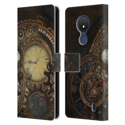 Simone Gatterwe Steampunk Clocks Leather Book Wallet Case Cover For Nokia C21