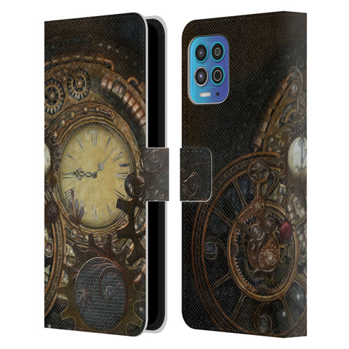 Simone Gatterwe Steampunk Clocks Leather Book Wallet Case Cover For Motorola Moto G100