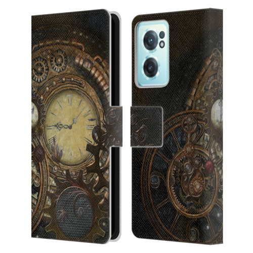 Simone Gatterwe Steampunk Clocks Leather Book Wallet Case Cover For OnePlus Nord CE 2 5G