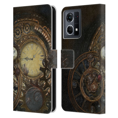 Simone Gatterwe Steampunk Clocks Leather Book Wallet Case Cover For OPPO Reno8 4G