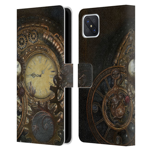 Simone Gatterwe Steampunk Clocks Leather Book Wallet Case Cover For OPPO Reno4 Z 5G