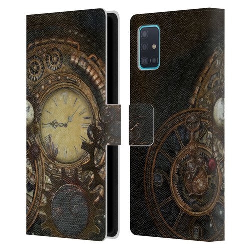 Simone Gatterwe Steampunk Clocks Leather Book Wallet Case Cover For Samsung Galaxy A51 (2019)