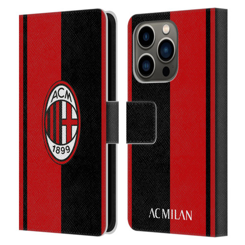 AC Milan Crest Red And Black Leather Book Wallet Case Cover For Apple iPhone 14 Pro