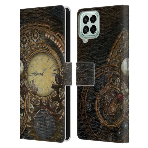 Simone Gatterwe Steampunk Clocks Leather Book Wallet Case Cover For Samsung Galaxy M53 (2022)