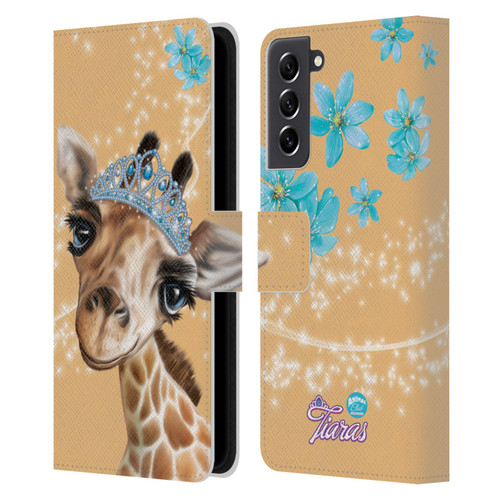 Animal Club International Royal Faces Giraffe Leather Book Wallet Case Cover For Samsung Galaxy S21 FE 5G