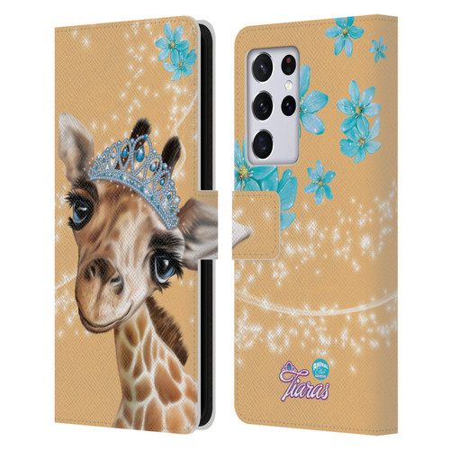 Animal Club International Royal Faces Giraffe Leather Book Wallet Case Cover For Samsung Galaxy S21 Ultra 5G