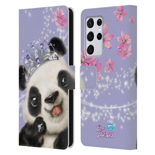 Animal Club International Royal Faces Panda Leather Book Wallet Case Cover For Samsung Galaxy S21 Ultra 5G