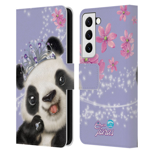 Animal Club International Royal Faces Panda Leather Book Wallet Case Cover For Samsung Galaxy S22 5G