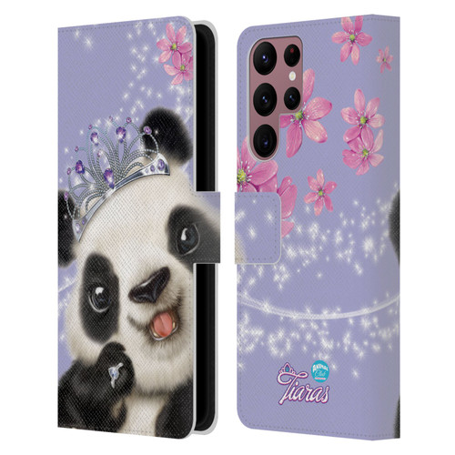 Animal Club International Royal Faces Panda Leather Book Wallet Case Cover For Samsung Galaxy S22 Ultra 5G