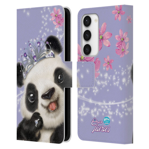 Animal Club International Royal Faces Panda Leather Book Wallet Case Cover For Samsung Galaxy S23 5G