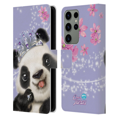 Animal Club International Royal Faces Panda Leather Book Wallet Case Cover For Samsung Galaxy S23 Ultra 5G