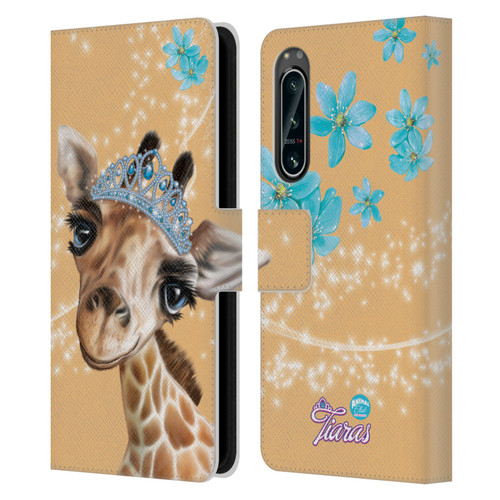 Animal Club International Royal Faces Giraffe Leather Book Wallet Case Cover For Sony Xperia 5 IV