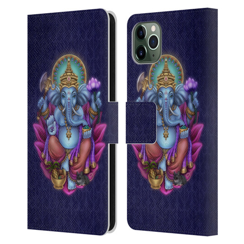 Brigid Ashwood Sacred Symbols Ganesha Leather Book Wallet Case Cover For Apple iPhone 11 Pro Max