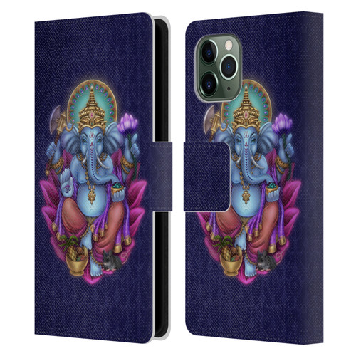 Brigid Ashwood Sacred Symbols Ganesha Leather Book Wallet Case Cover For Apple iPhone 11 Pro