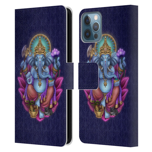 Brigid Ashwood Sacred Symbols Ganesha Leather Book Wallet Case Cover For Apple iPhone 12 / iPhone 12 Pro