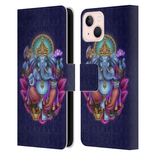 Brigid Ashwood Sacred Symbols Ganesha Leather Book Wallet Case Cover For Apple iPhone 13