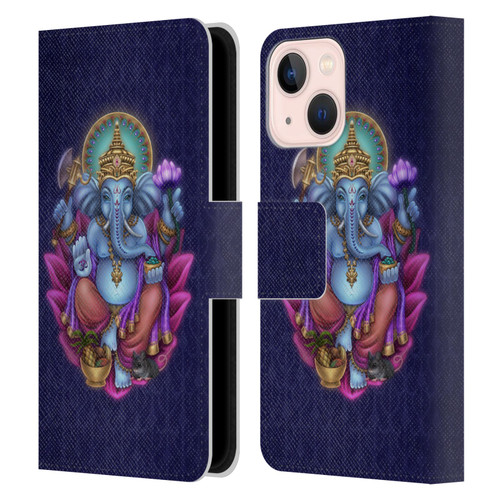 Brigid Ashwood Sacred Symbols Ganesha Leather Book Wallet Case Cover For Apple iPhone 13 Mini