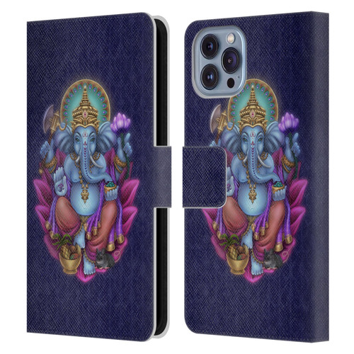 Brigid Ashwood Sacred Symbols Ganesha Leather Book Wallet Case Cover For Apple iPhone 14