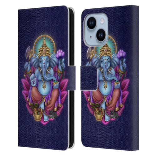 Brigid Ashwood Sacred Symbols Ganesha Leather Book Wallet Case Cover For Apple iPhone 14 Plus