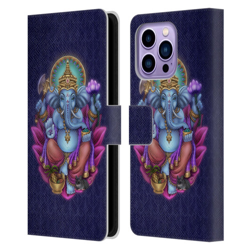 Brigid Ashwood Sacred Symbols Ganesha Leather Book Wallet Case Cover For Apple iPhone 14 Pro Max