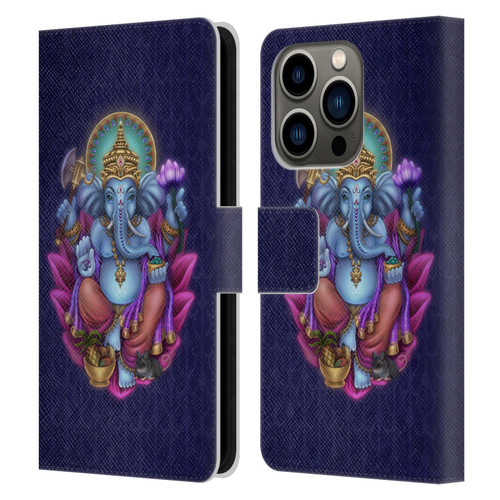 Brigid Ashwood Sacred Symbols Ganesha Leather Book Wallet Case Cover For Apple iPhone 14 Pro