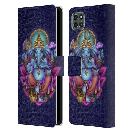 Brigid Ashwood Sacred Symbols Ganesha Leather Book Wallet Case Cover For Motorola Moto G9 Power