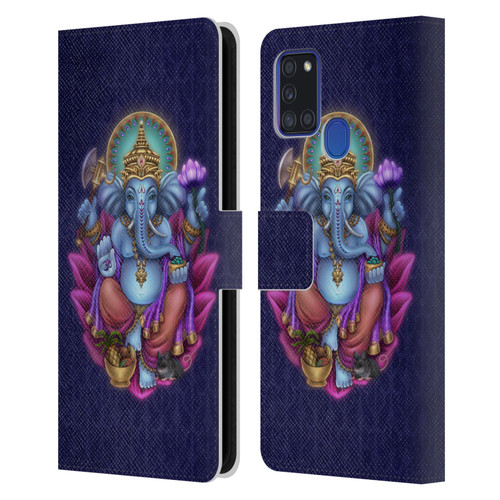 Brigid Ashwood Sacred Symbols Ganesha Leather Book Wallet Case Cover For Samsung Galaxy A21s (2020)