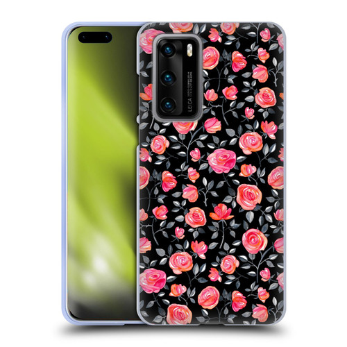 Micklyn Le Feuvre Florals Roses on Black Soft Gel Case for Huawei P40 5G