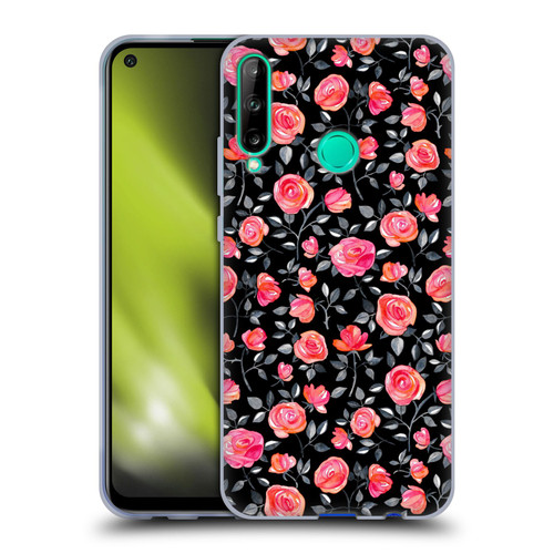 Micklyn Le Feuvre Florals Roses on Black Soft Gel Case for Huawei P40 lite E