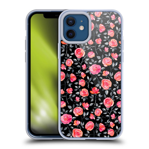 Micklyn Le Feuvre Florals Roses on Black Soft Gel Case for Apple iPhone 12 / iPhone 12 Pro