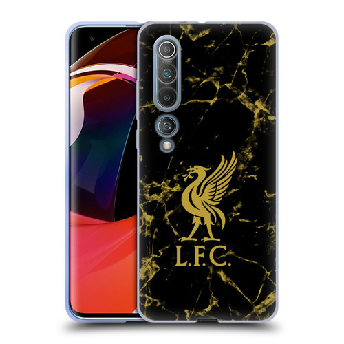 Liverpool Football Club Crest & Liverbird Patterns 1 Black & Gold Marble Soft Gel Case for Xiaomi Mi 10 5G / Mi 10 Pro 5G