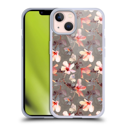 Micklyn Le Feuvre Florals Coral Hibiscus Soft Gel Case for Apple iPhone 13