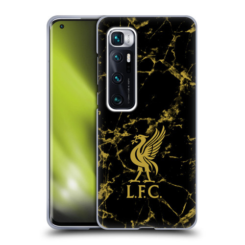 Liverpool Football Club Crest & Liverbird Patterns 1 Black & Gold Marble Soft Gel Case for Xiaomi Mi 10 Ultra 5G