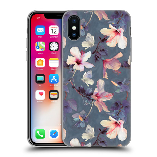 Micklyn Le Feuvre Florals Butterflies and Hibiscus Soft Gel Case for Apple iPhone X / iPhone XS