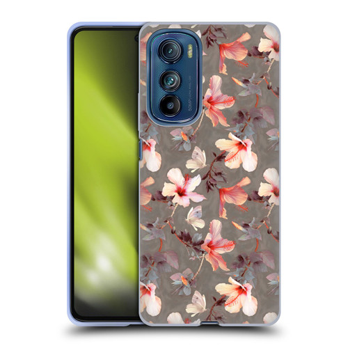 Micklyn Le Feuvre Florals Coral Hibiscus Soft Gel Case for Motorola Edge 30