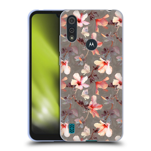 Micklyn Le Feuvre Florals Coral Hibiscus Soft Gel Case for Motorola Moto E6s (2020)
