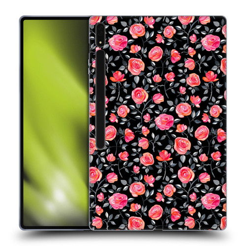 Micklyn Le Feuvre Florals Roses on Black Soft Gel Case for Samsung Galaxy Tab S8 Ultra